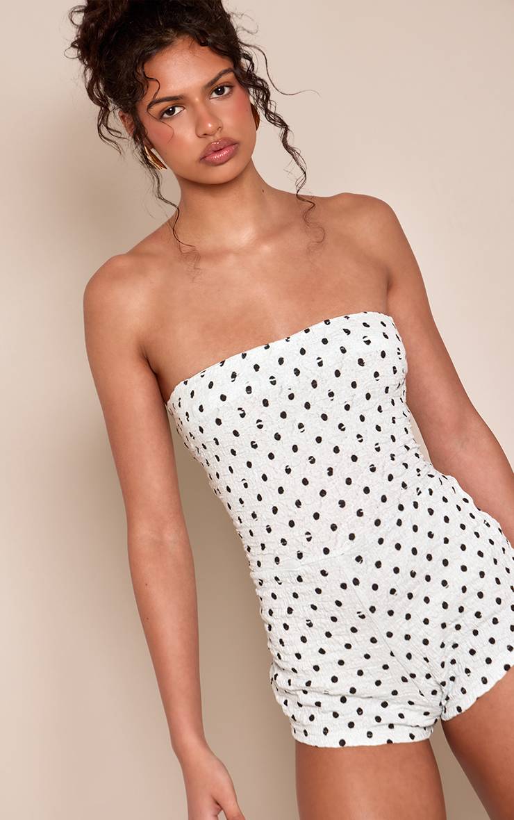 Bleu Layette Combinaison Courte Bandeau Texturée À Pois