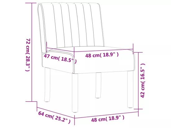 Fauteuil sans accoudoirs bleu velours
