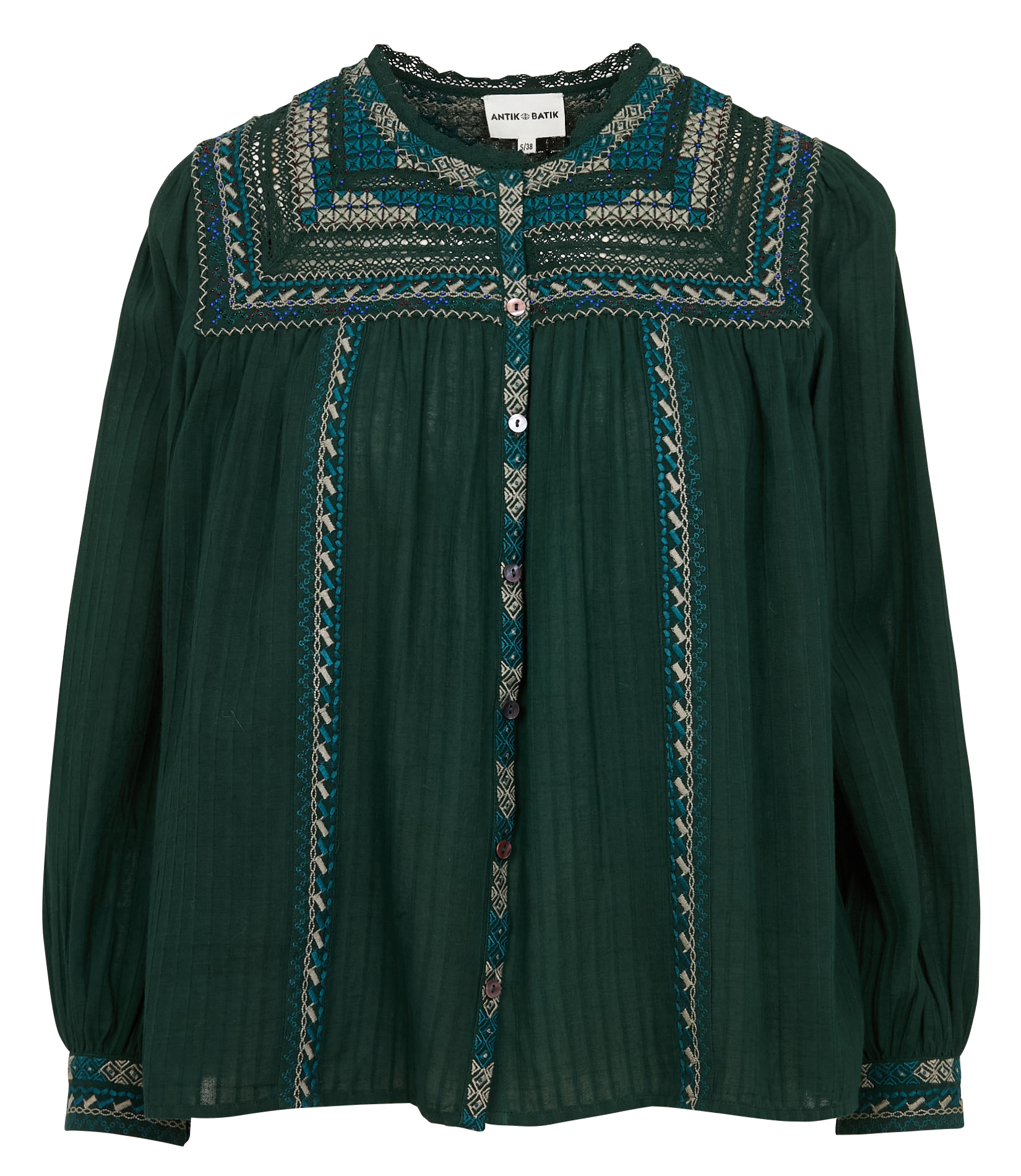 TAMARA - Chemise ample col rond en coton | Vert