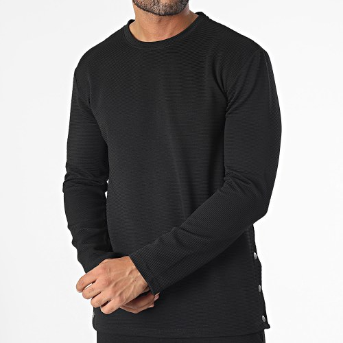 Ensemble Tee Shirt Manches Longues Et Pantalon Jogging Noir