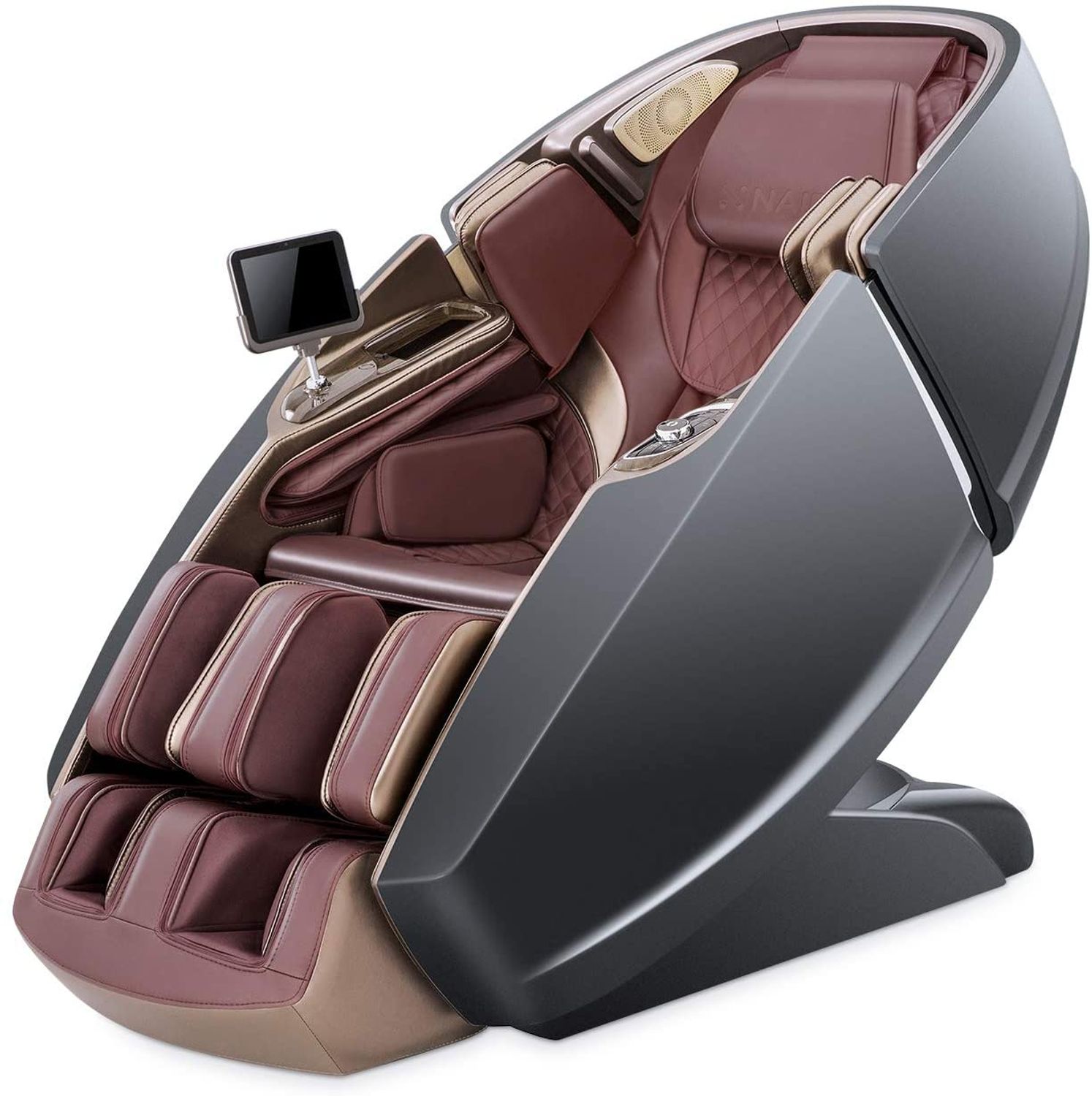 NAIPO Massagesessel Dual Core 3D High-End Massagestuhl mit Tablet, Raumkapsel-Design Schwarz-Rot