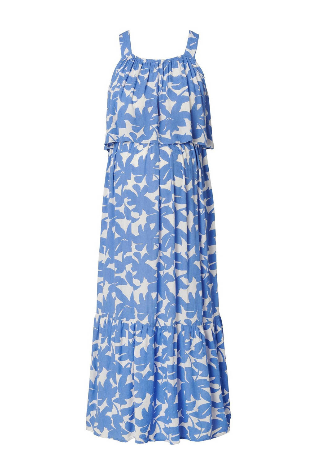 Noppies gebloemde voedingsjurk blauw/wit