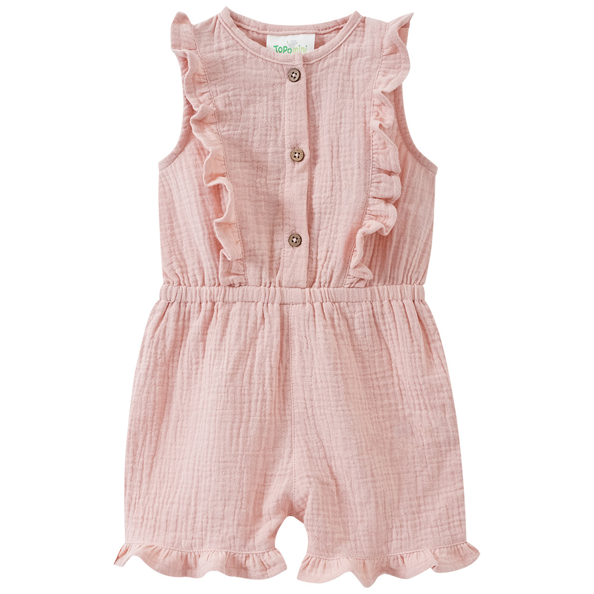 Topomini Pure Collection Baby Musselin-Overall mit Rüschen zartrosa