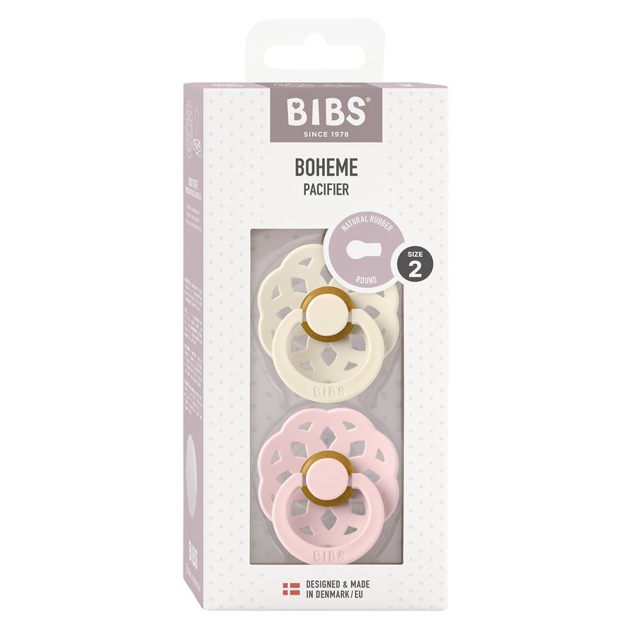 BIBS Pacifier Boheme Latex Ivory/Blossom Size 2 2pcs