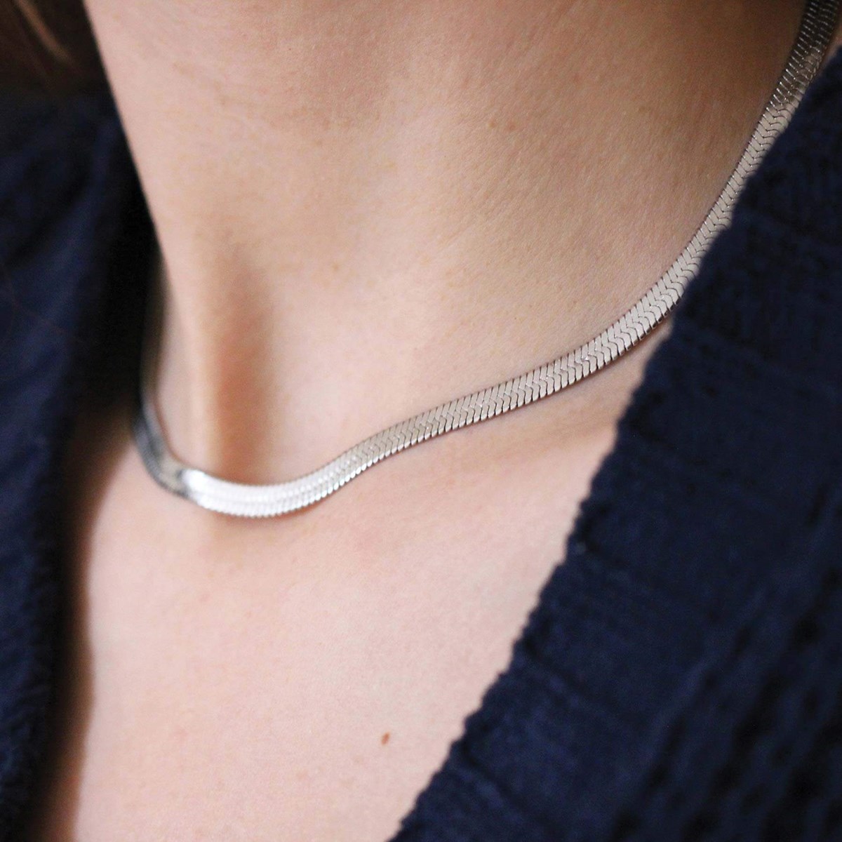 Collier maille plate acier