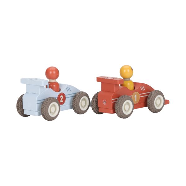 Little Dutch Pullback Racewagens Inclusief Pegdolls – Set van 2 – Hout