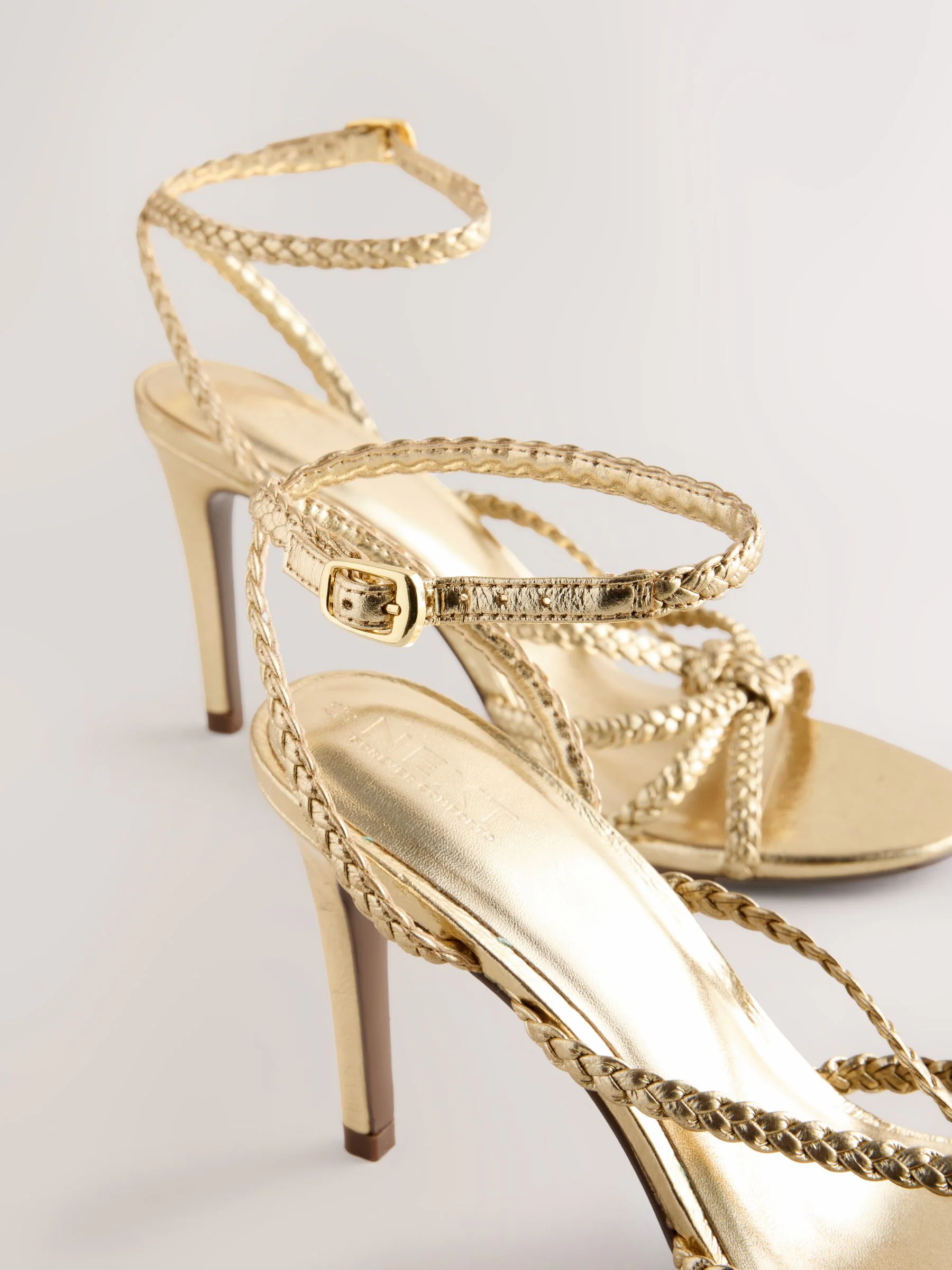 Goud - Plaited Strappy Heeled Sandals