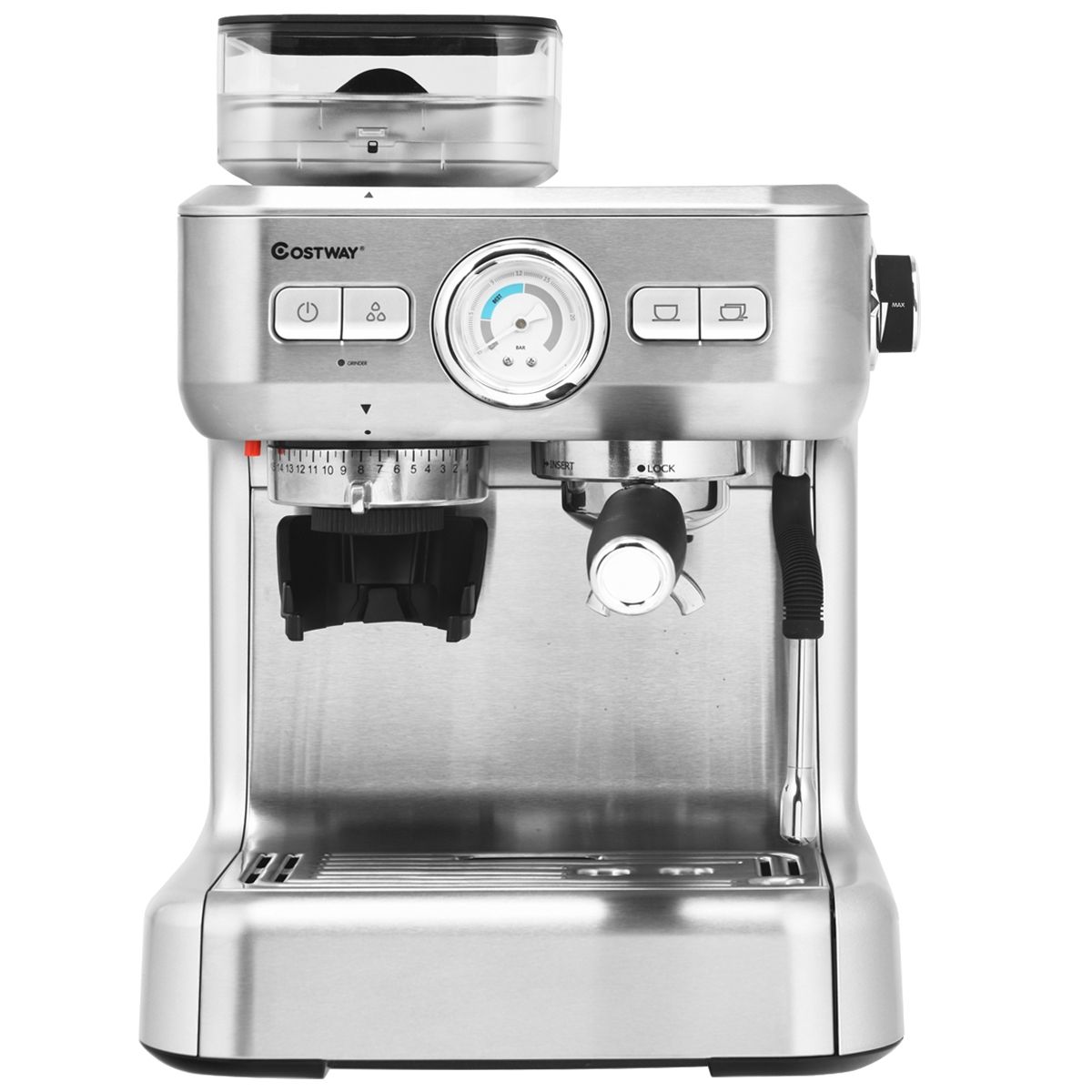 Machine à Café Automatique avec Broyeur à Grains 1350W 30 Niveaux de Poudre de Café Réglables Température Réglable - Lidl-Manfred