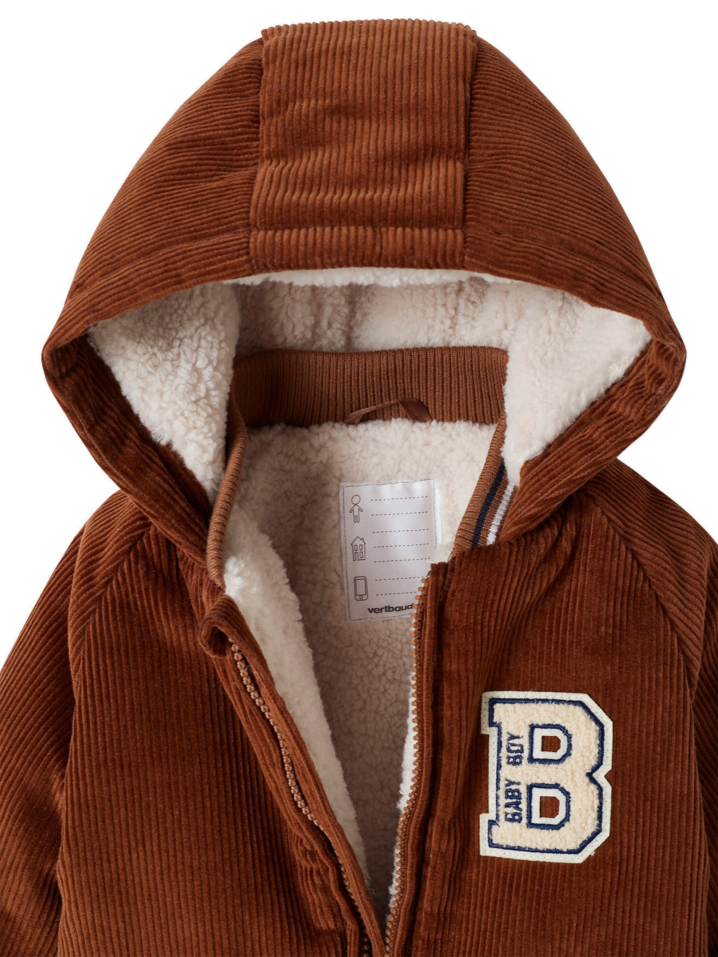 Vertbaudet Warmer Baby Winter-Overall aus Cord, Wattierung Recycling-Polyester beige