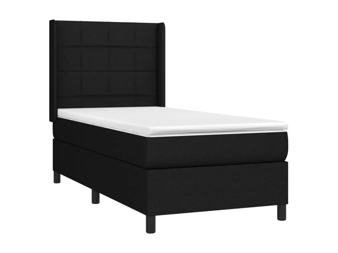 Sommier tapissier avec matelas et LED Noir 90x190 cm Tissu