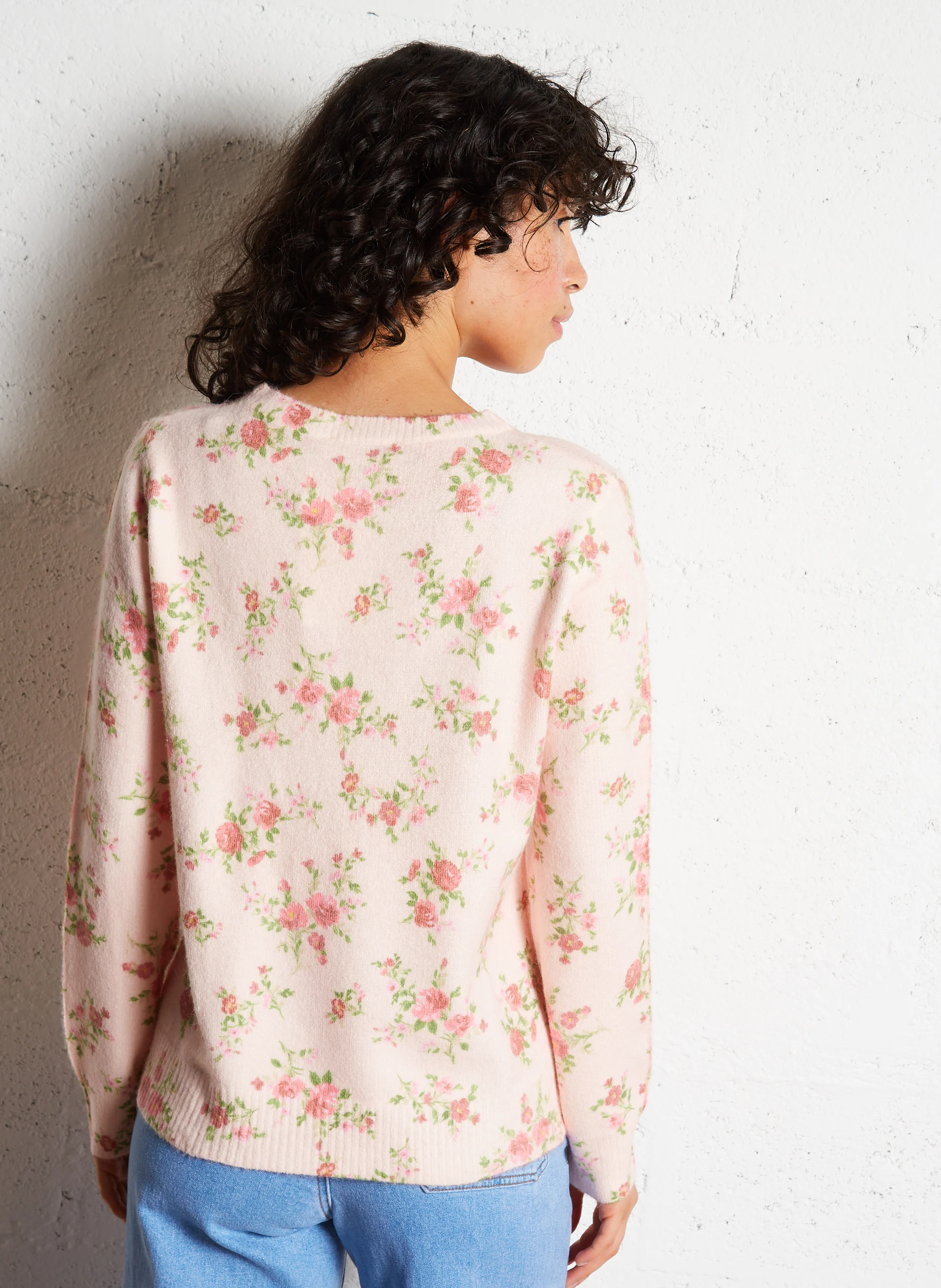 MARIELLE - Pull droit imprimé| Blanc