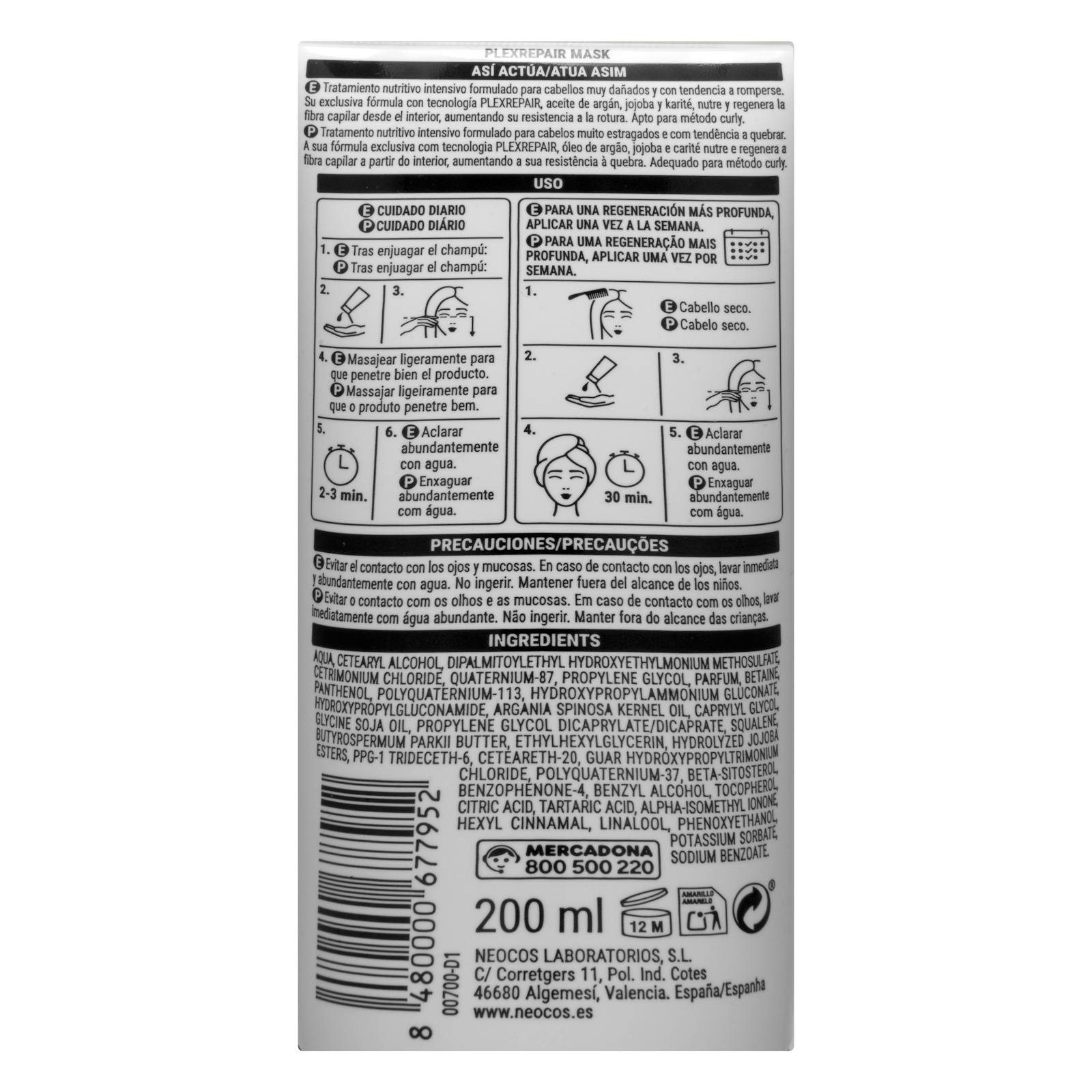 Masque Plex Repair Deliplus pour cheveux très abîmés