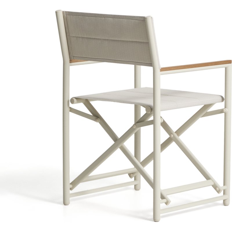 Chaise pliable d’extérieur Tisno en aluminium taupe et textilène taupe