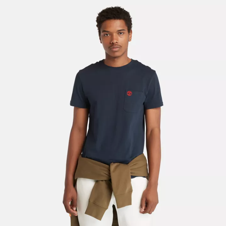 T-shirt Dunstan River à poche pour homme en bleu marine