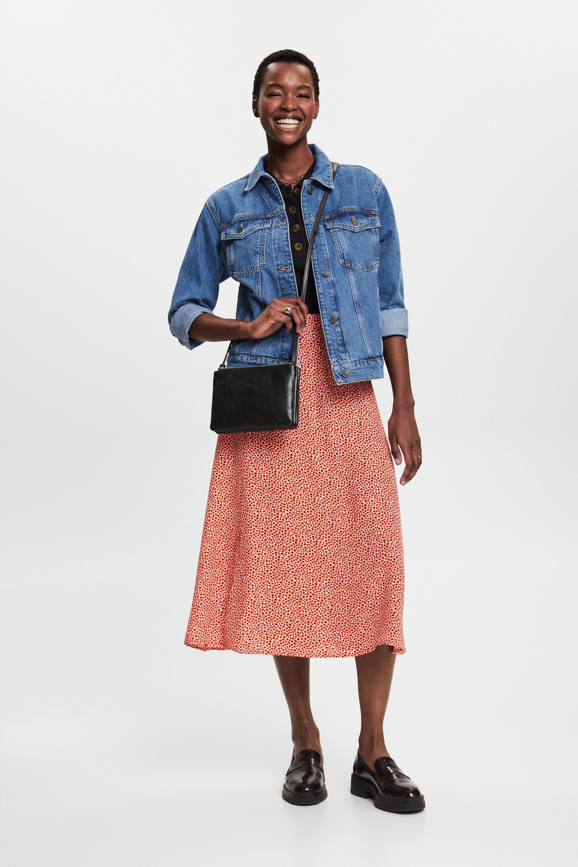 Jupe longueur midi à motif floral all-over
