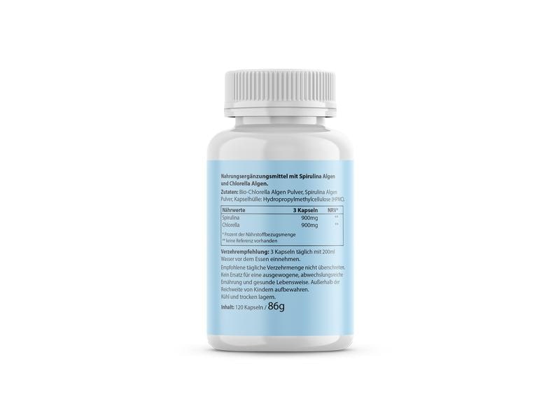 Biotanicals Spirulina   Chlorella 120 Kapseln Vegane Nahrungsergänzung mit Spirulina und Chlorella