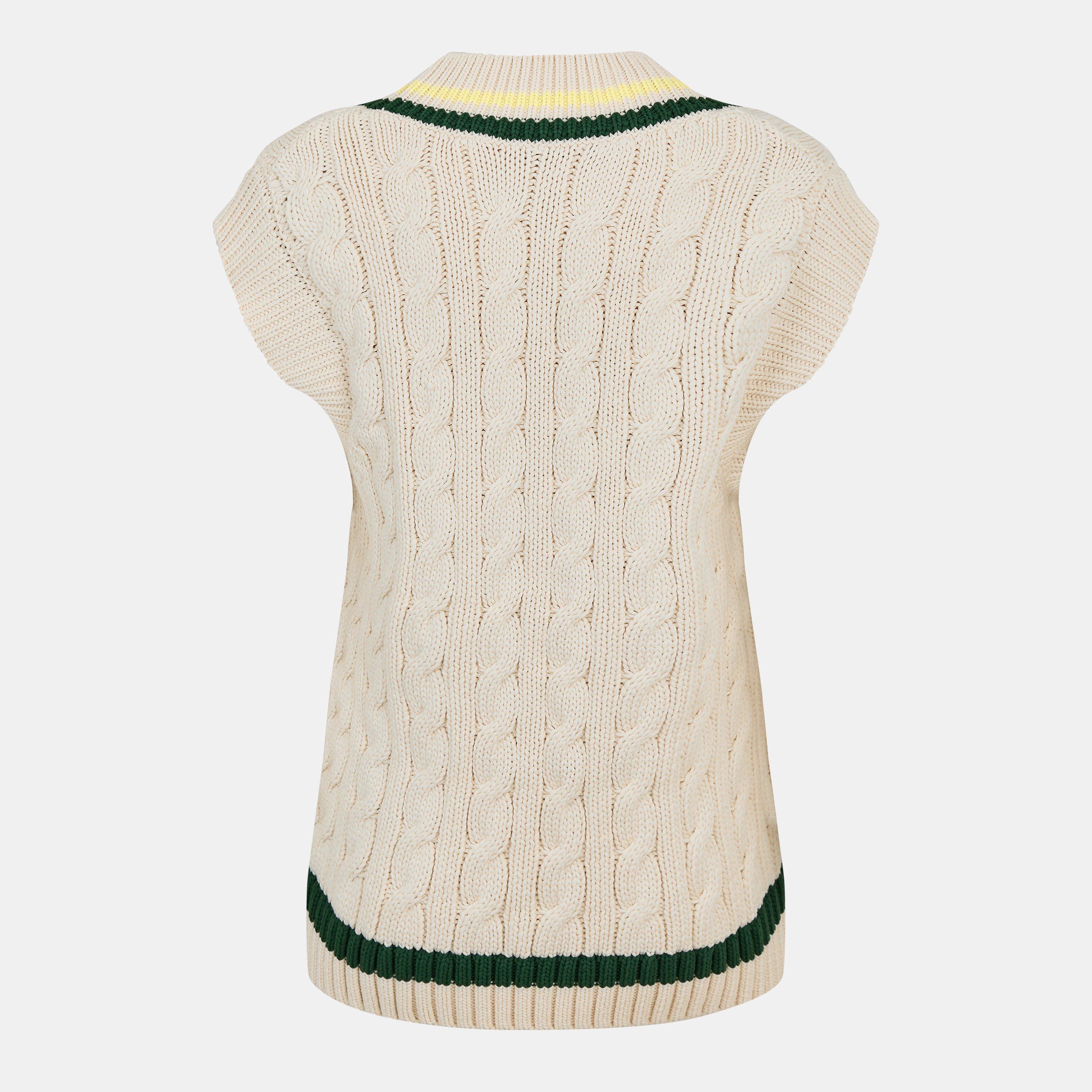 Lacoste V Neck Cable Knit Sweater Vest