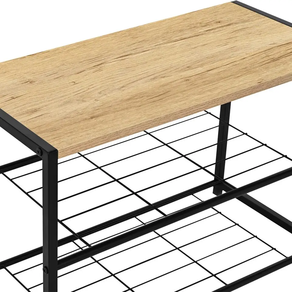 Schoenenbankje Alizee - 63x30x43cm - eikdecor/zwart