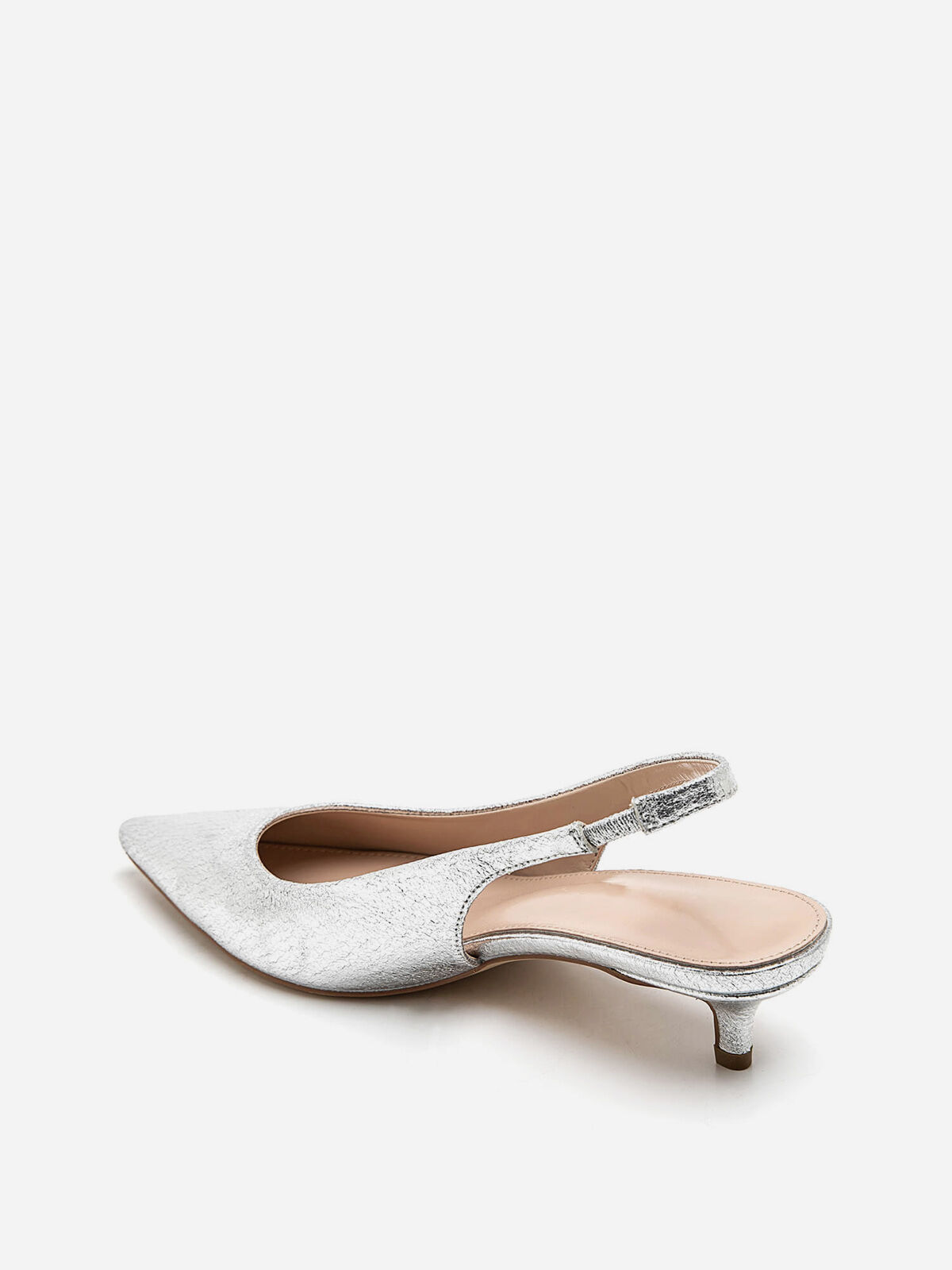 Escarpins slingback en simili texturé- Argenté