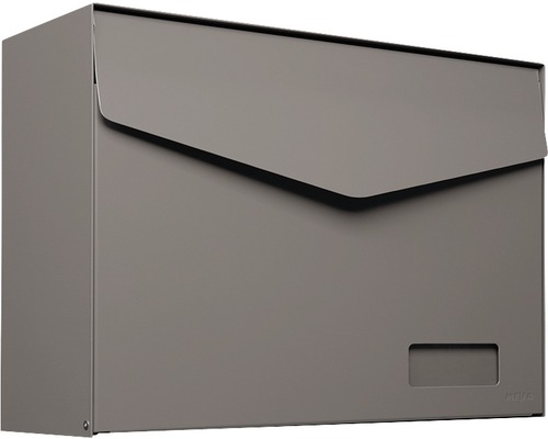 MEFA brievenbus, gepoedercoat staal, BxHxD 430x312x178 mm, Letter 113, beigegrijs RAL 7006, zijdemat, met naamplaatje en klep