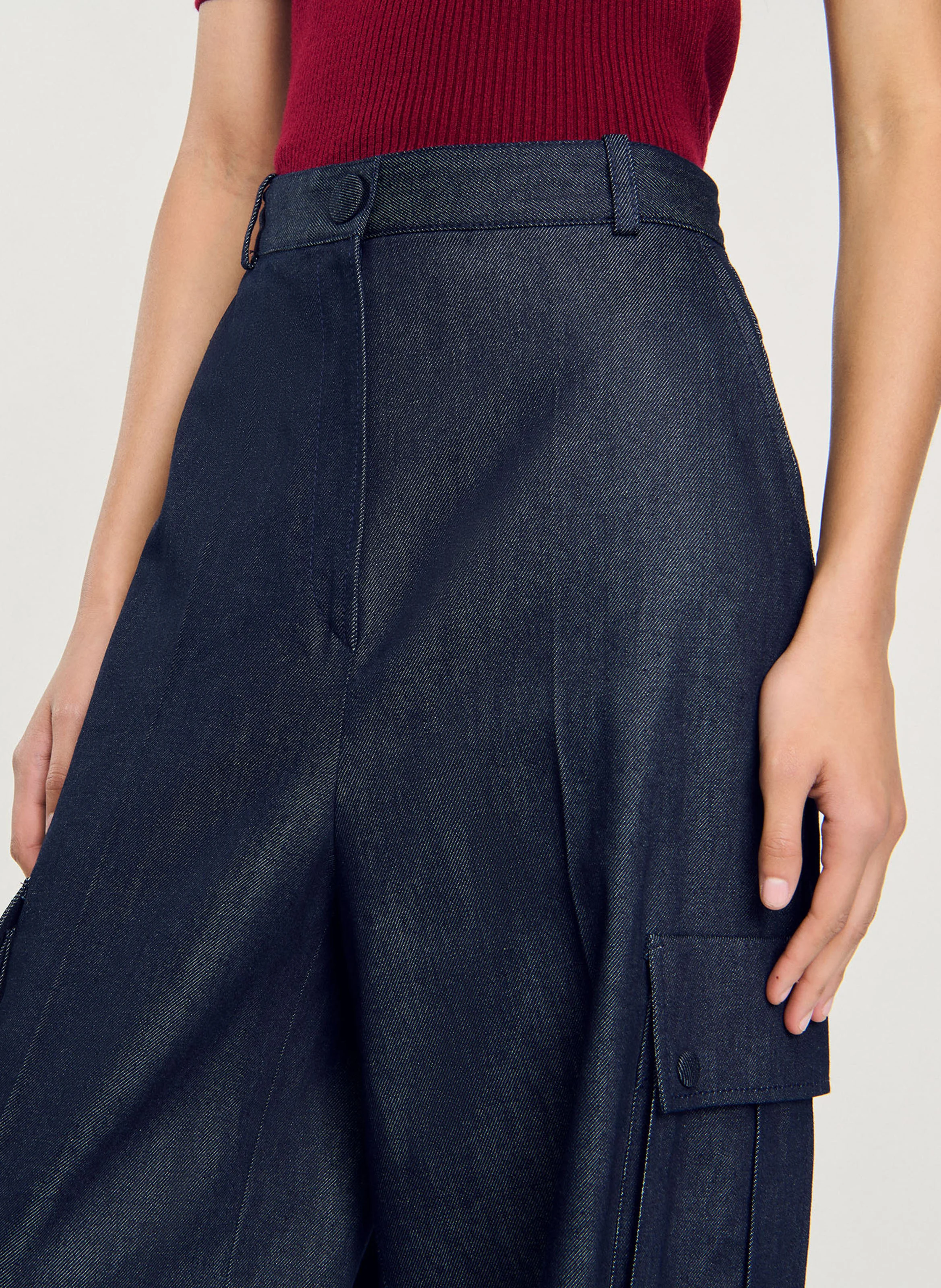 Pantalon large en coton | Bleu