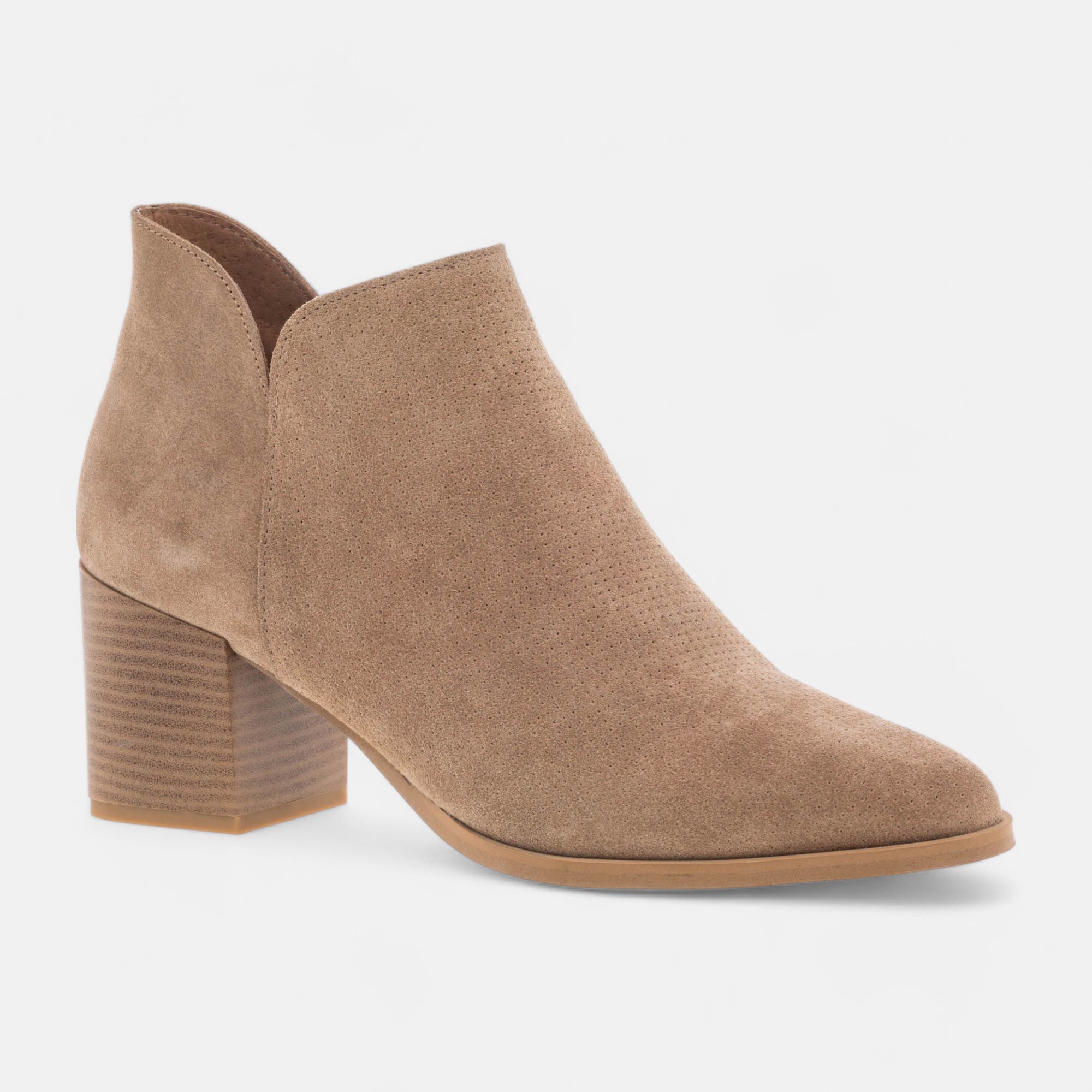 Bottines à talon Femme en cuir taupe