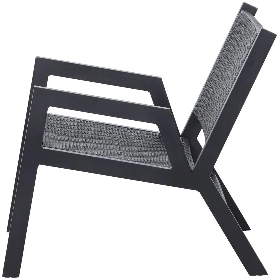 WOOOD Pem Tuin Fauteuils Armleuning - Aluminium - Zwart - Set van 2