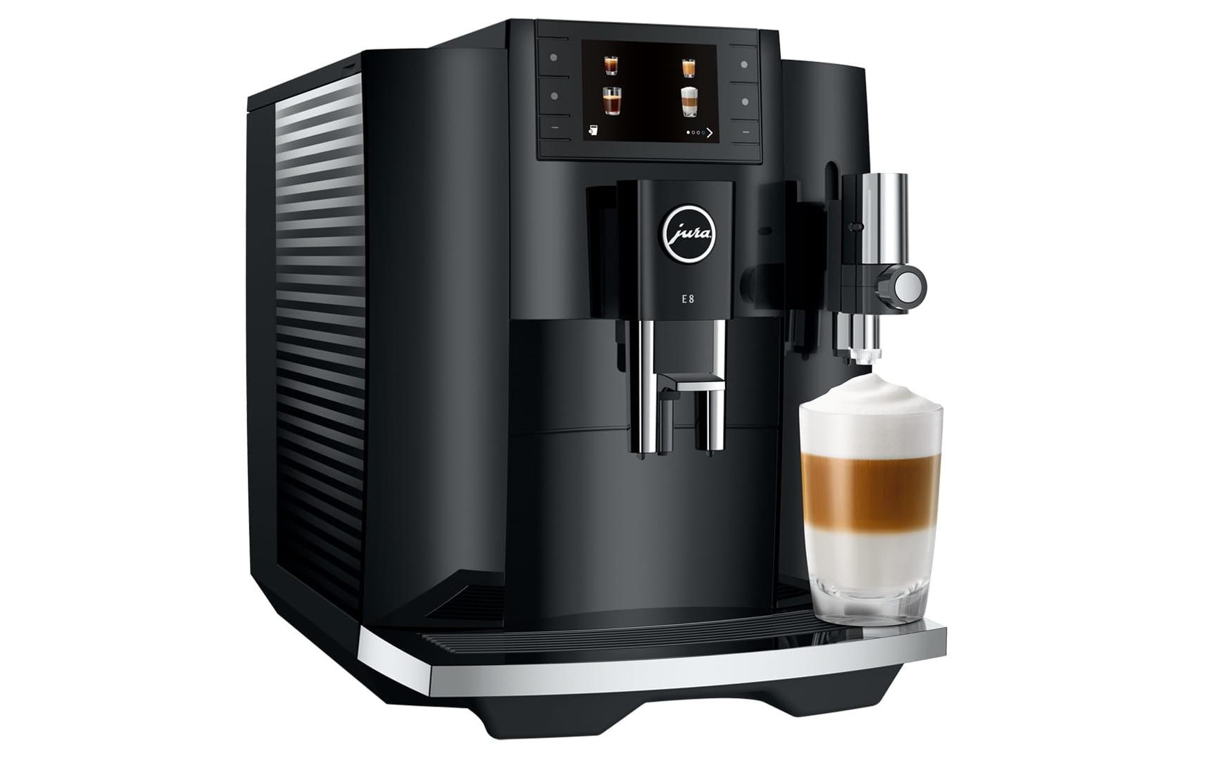 Kaffeevollautomat E8 Piano Black (SC)<br>Zwei-Tassen-Vollautomat für eine Vielzahl von Kaffeegetränken