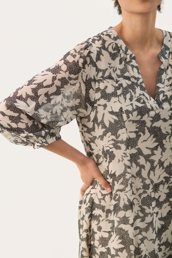 Part Two BotellePW DR Black stitch leaf print