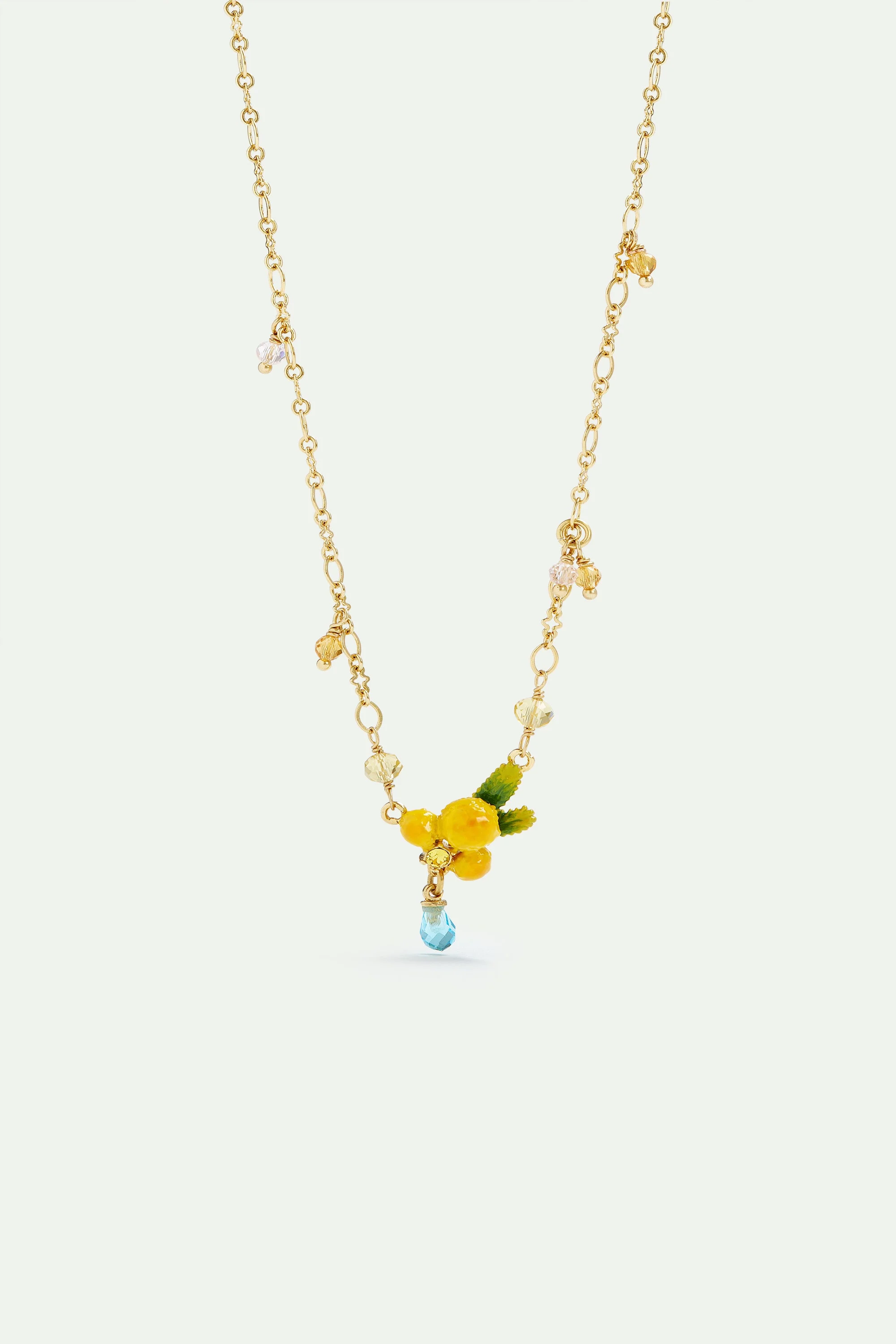 Collier pendentif fleur de mimosa et petites perles | Jaune