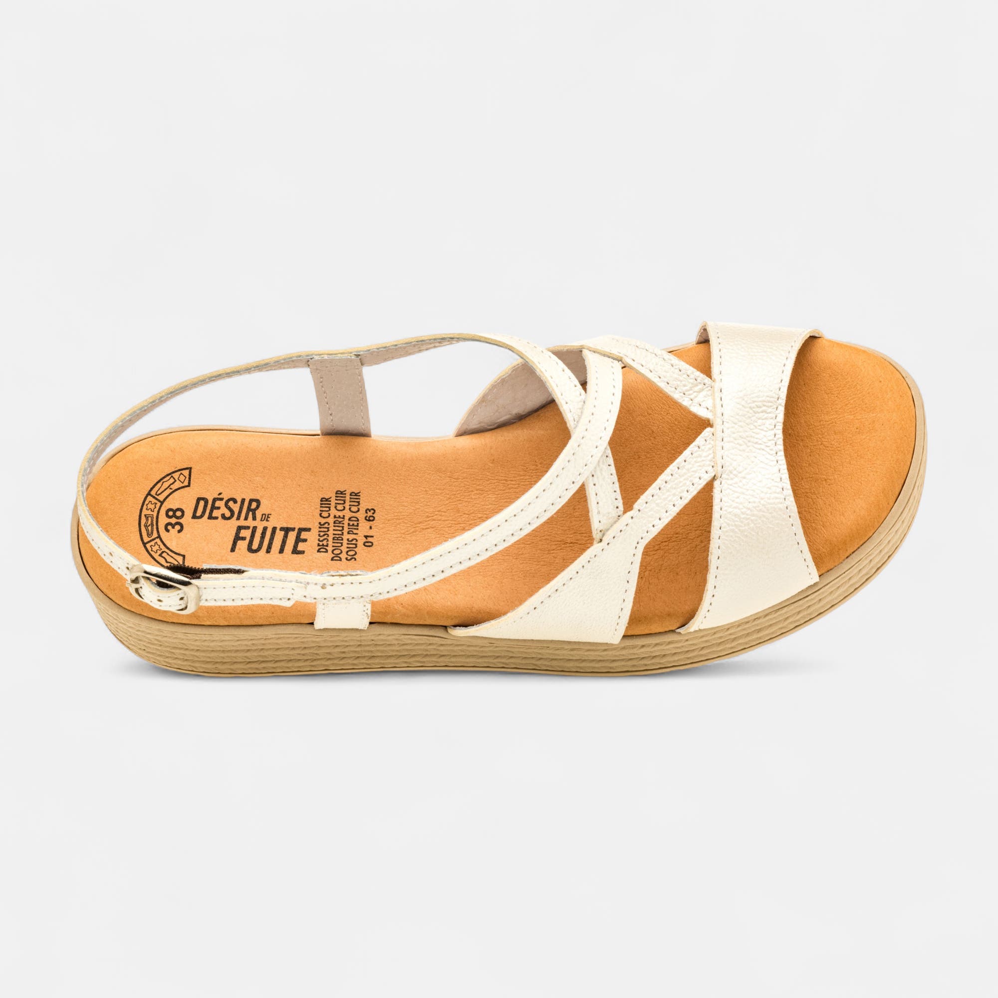 Sandales Femme en cuir beige