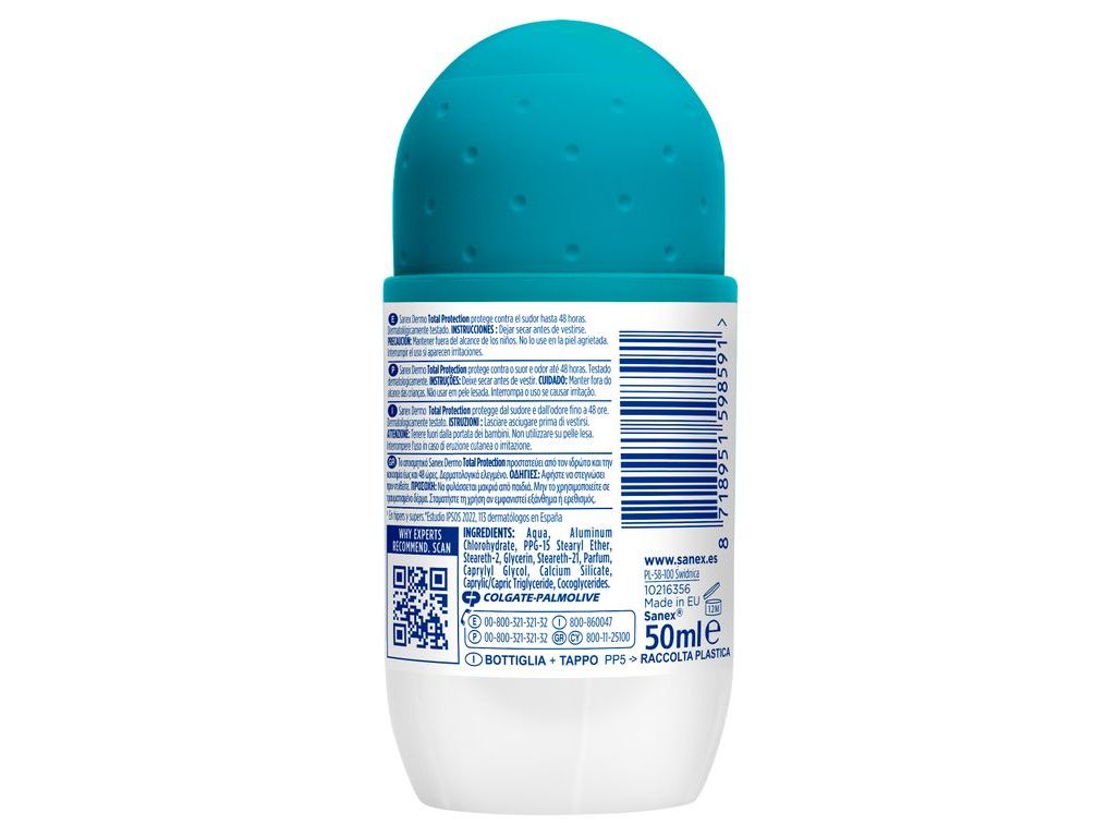 DESODORIZANTE ROLL-ON SANEX PROTEÇÃO TOTAL 50ML