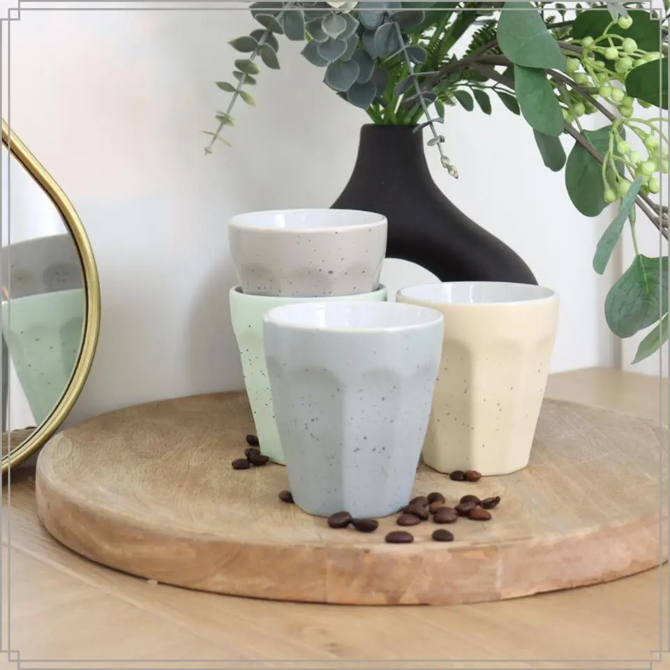 OTIX Koffie Kopjes 4 Stuks 250 ml Zonder Oor Koffietassen Porselein
