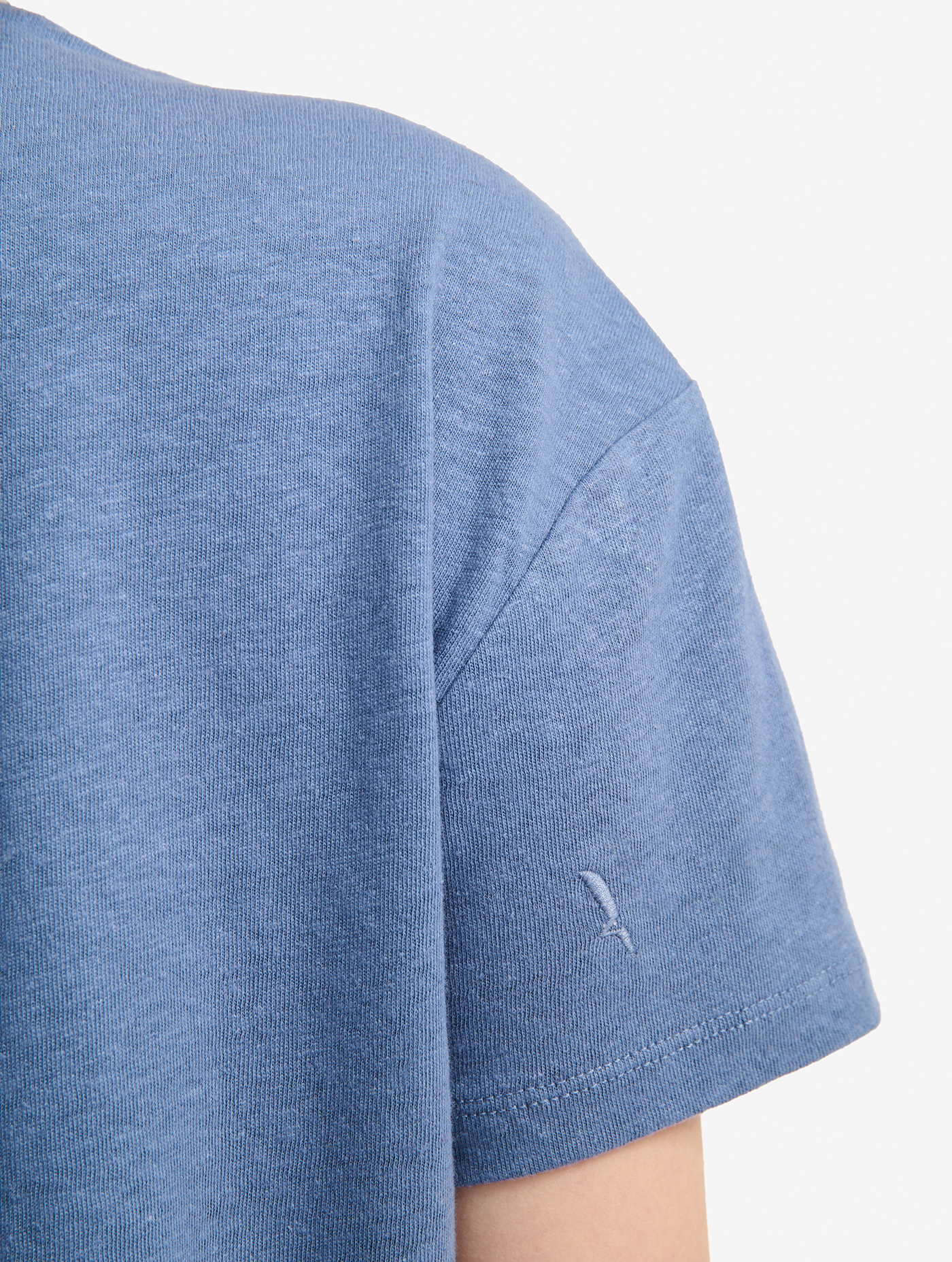 T-shirt col V en coton et lin MARAIS