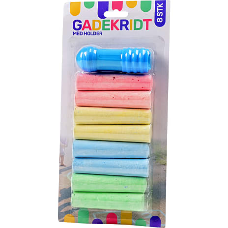 Gadekridt m. holder 8 stk.