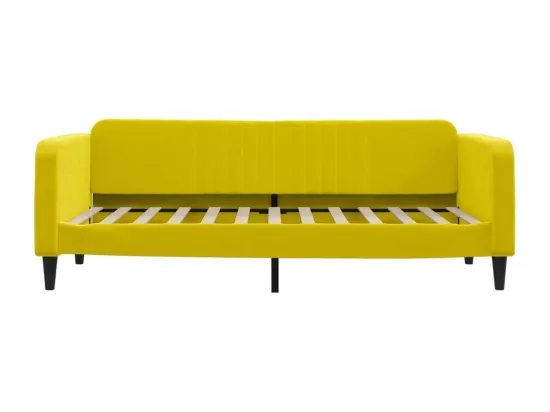 Lit de jour avec lit gigogne jaune 90x200 cm velours
