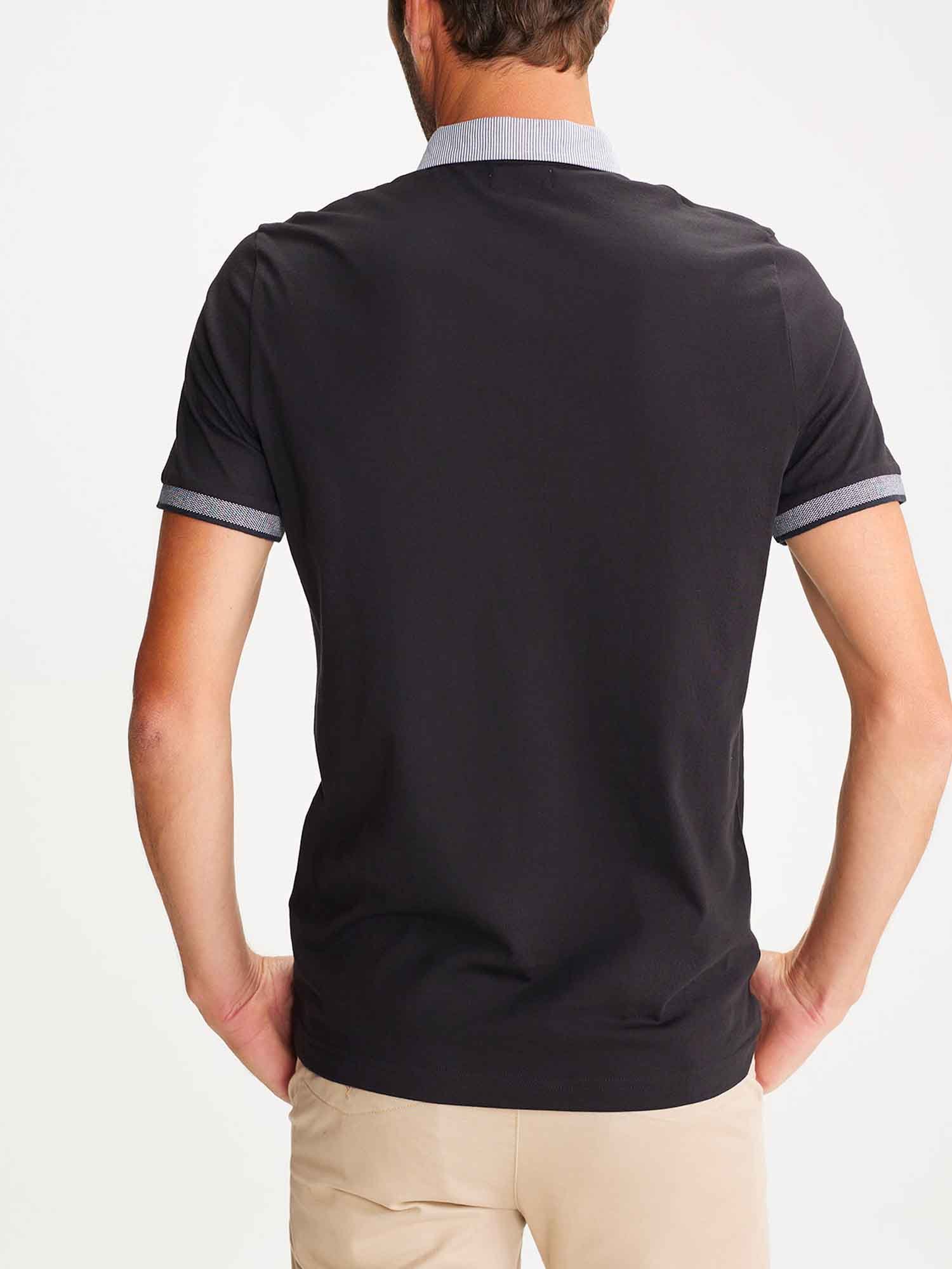 Polo Homme En Jersey de Coton Noir