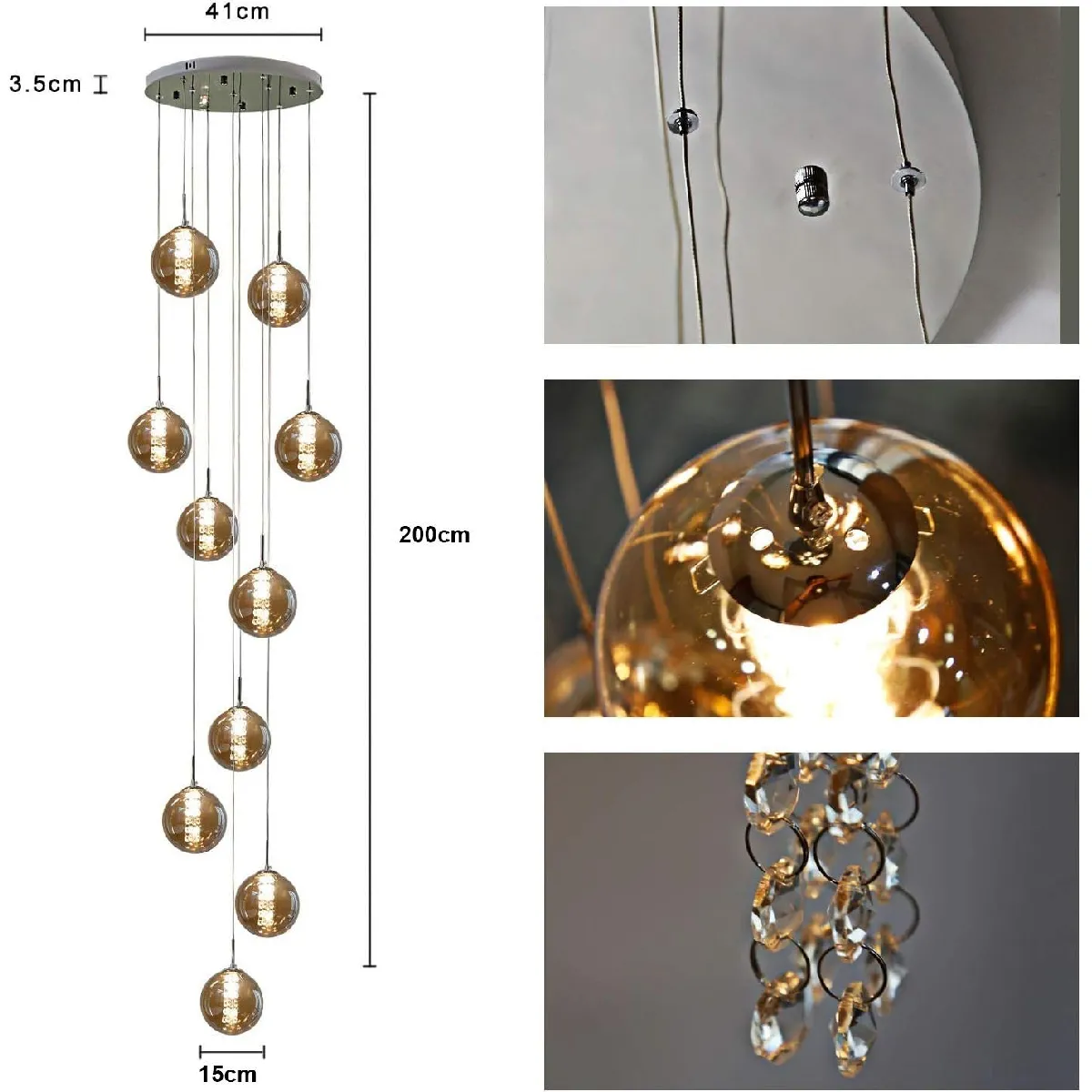 ZMH Verre LED Réglable - Gris Fumé