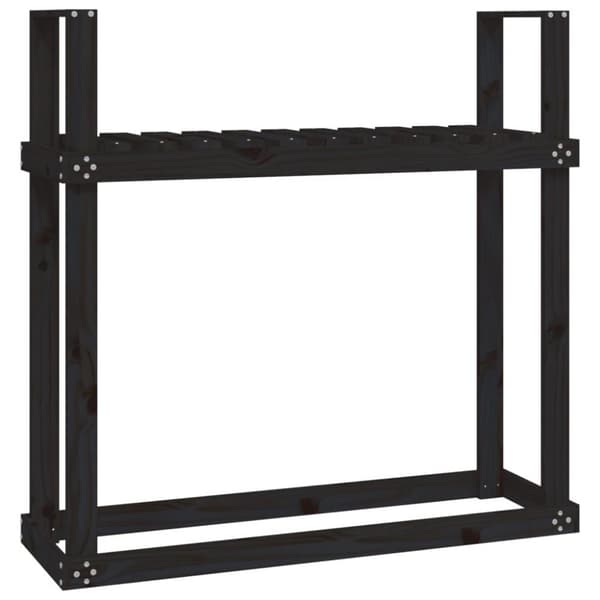 vidaXL Vedstativ svart 110x35x108,5 cm heltre furu