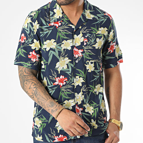 Chemise Manches Courtes Macao Bleu Marine Floral