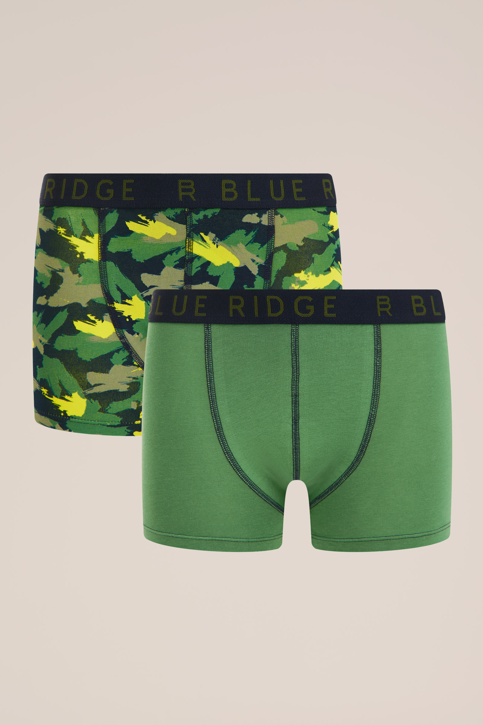 Jongens boxershorts, 2-pack Blue Ridge Donkergroen