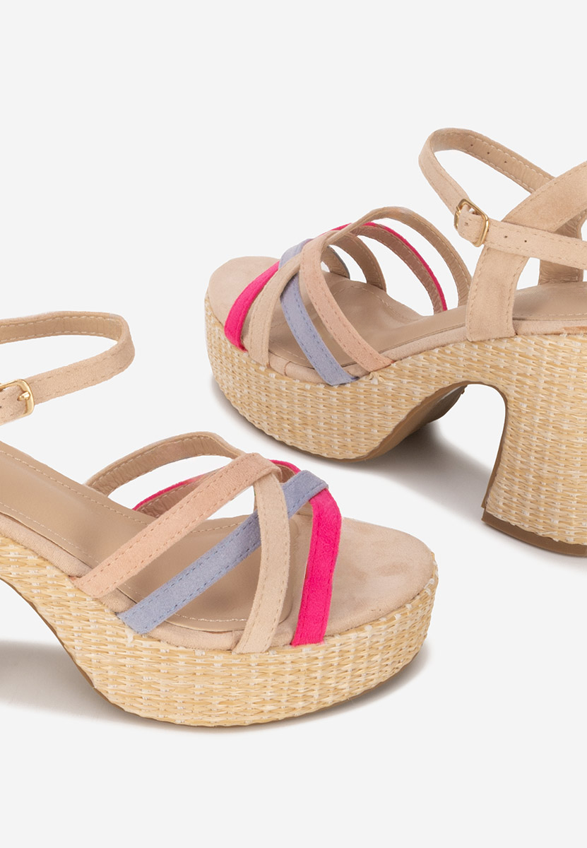 Sandales à talon épais et plateau multicolores Soka