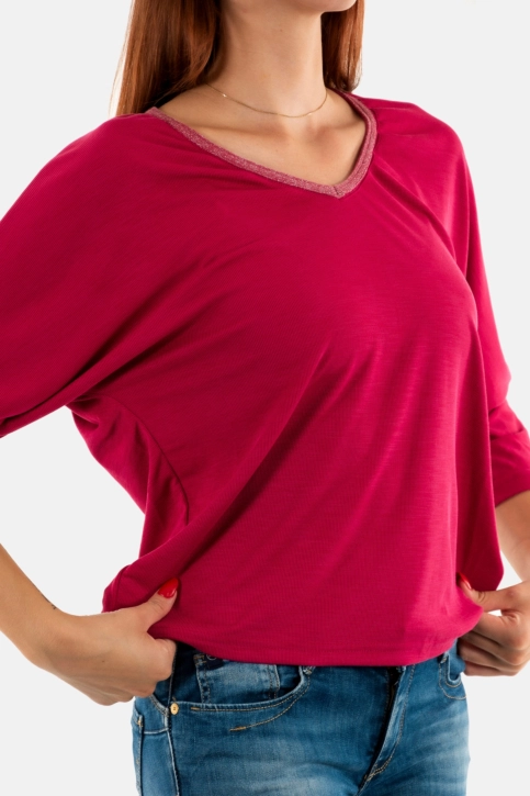 Tee shirt manches longues Le Temps Des Cerises cepada 1056 framboise