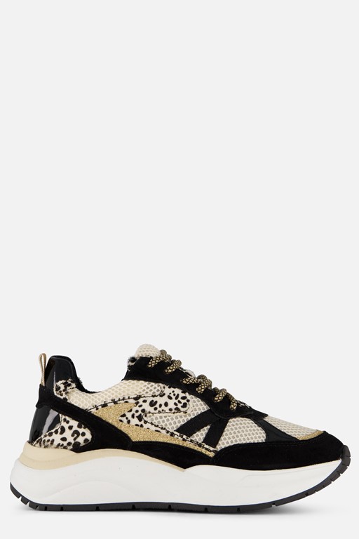 PS Poelman Sneakers zwart Textiel