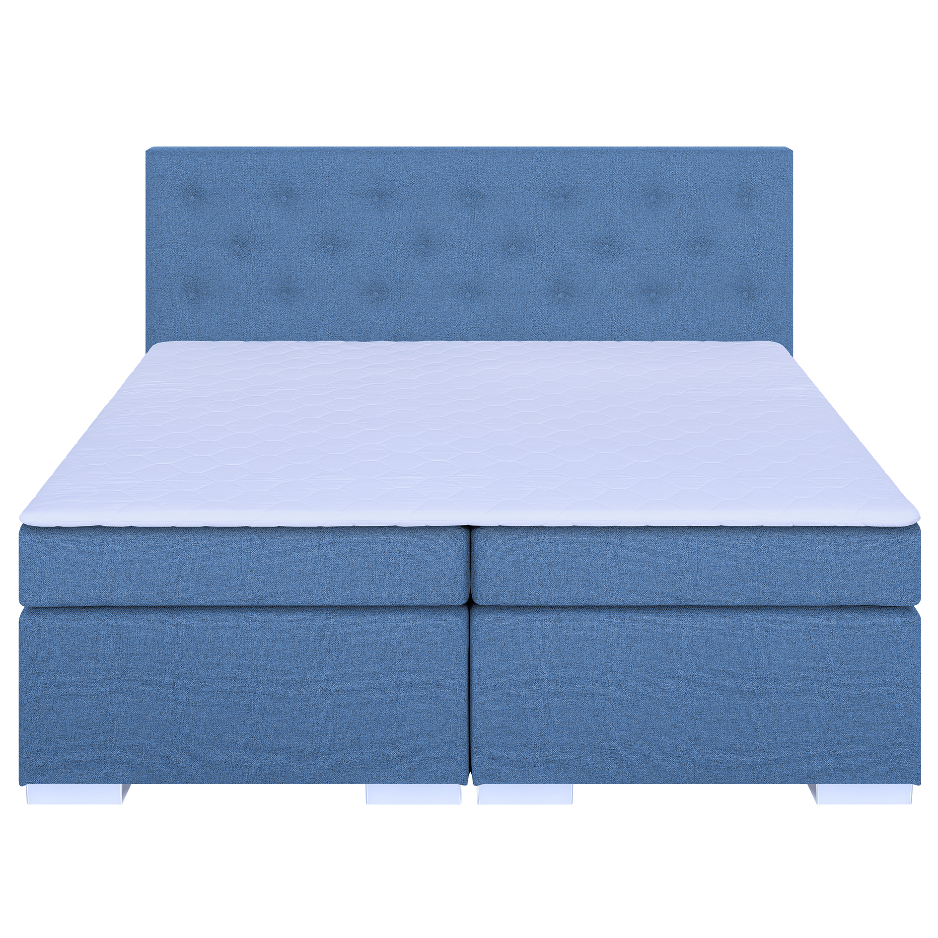Boxspringbett - blau - Webstoff - H3 - 180x200 cm