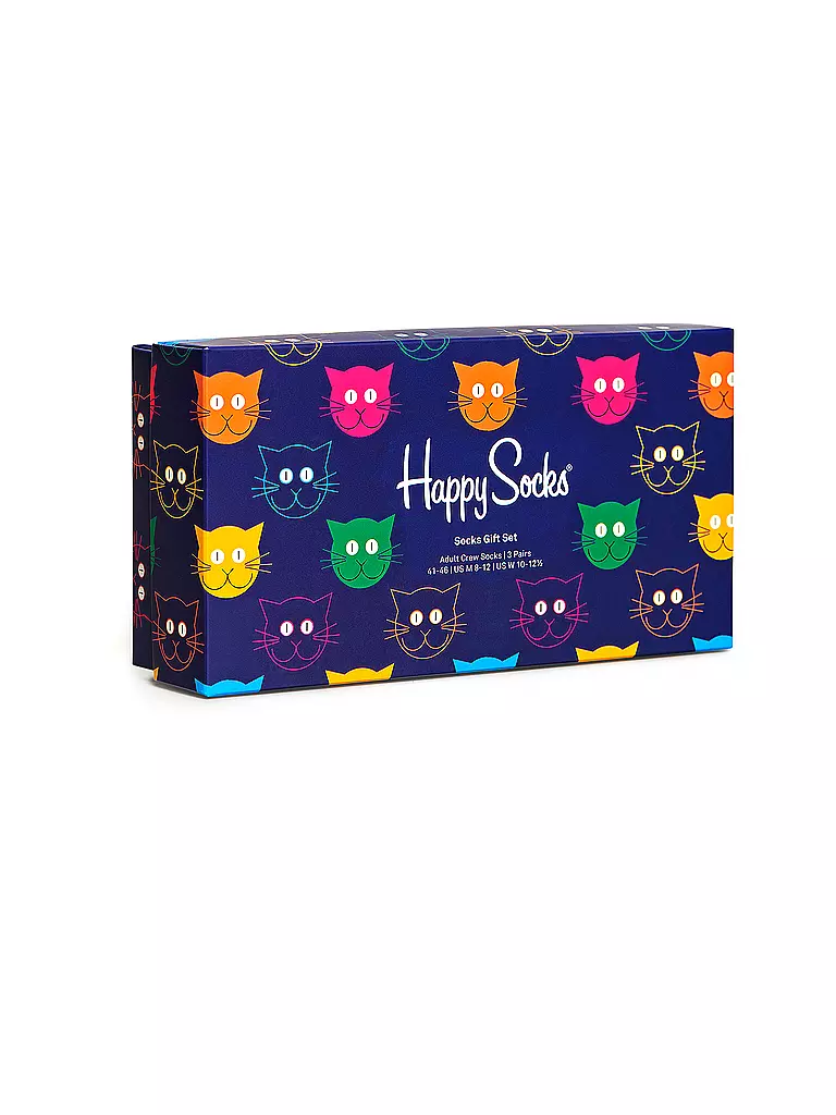 HAPPY SOCKS Herren Geschenkbox Socken MIXED CATS 3er Pkg. 41-46 navy dunkelblau