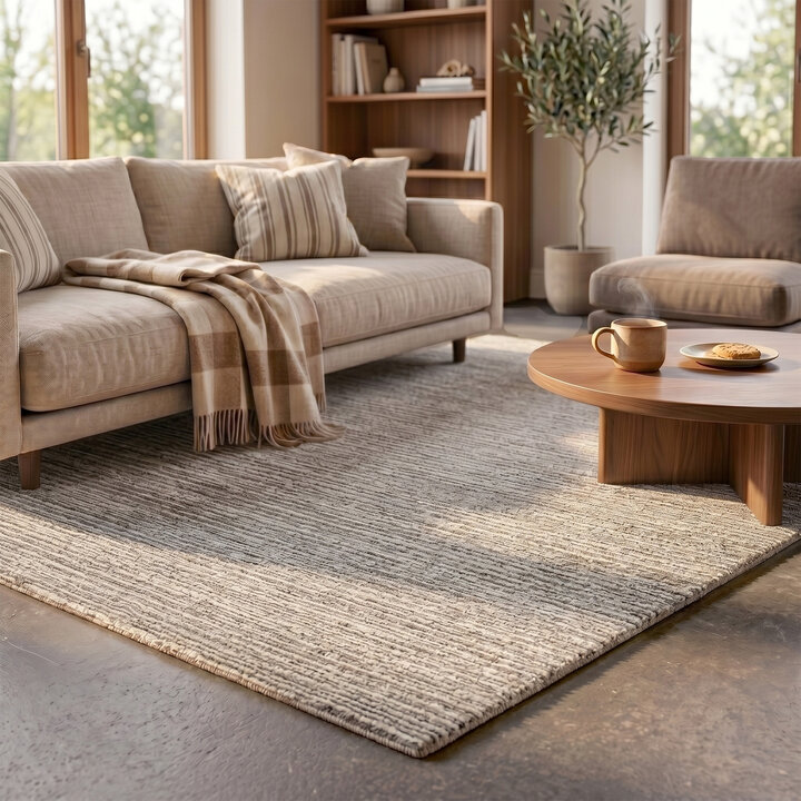 Wollen vloerkleed - Pedro Taupe | Gemêleerd design