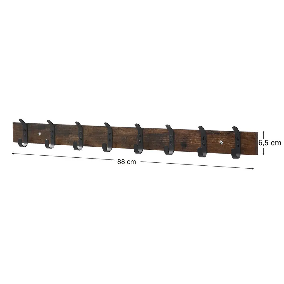 Lange Muur Kapstok - Retro School Kapstok - Bruin - 88 cm Lang