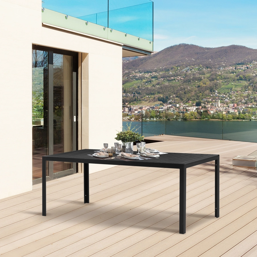 Outsunny Gartentisch mit Aluminium-Rahmen schwarz