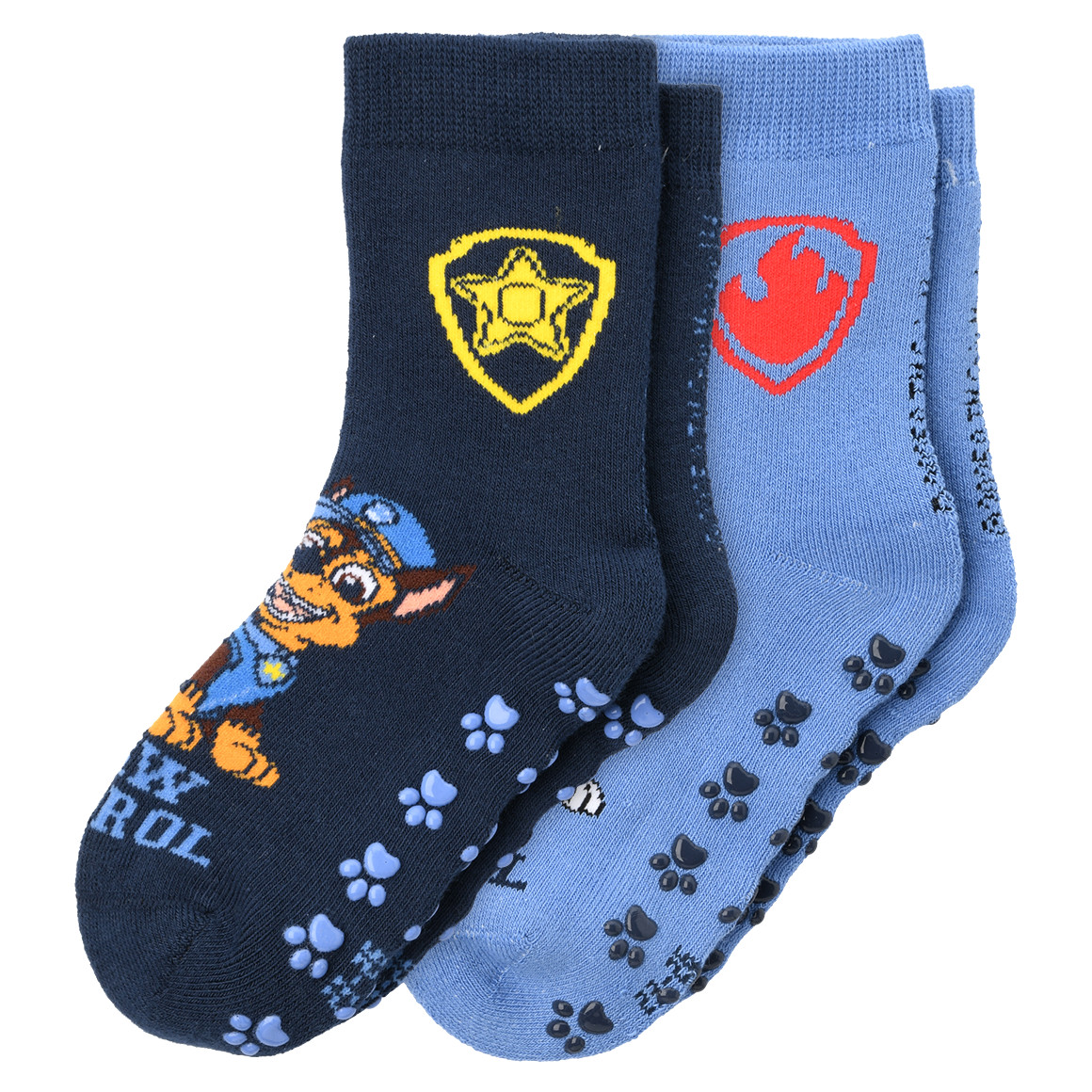 Topolino 2 Paar PAW Patrol Stoppersocken mit Frottee blau / dunkelblau
